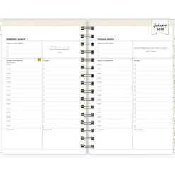2025 Planners|Blue Sky 2025 Day Designer Rugby Stripe 5" x 8" Daily & Monthly Planner, Plastic Cover, Black/White (148121)