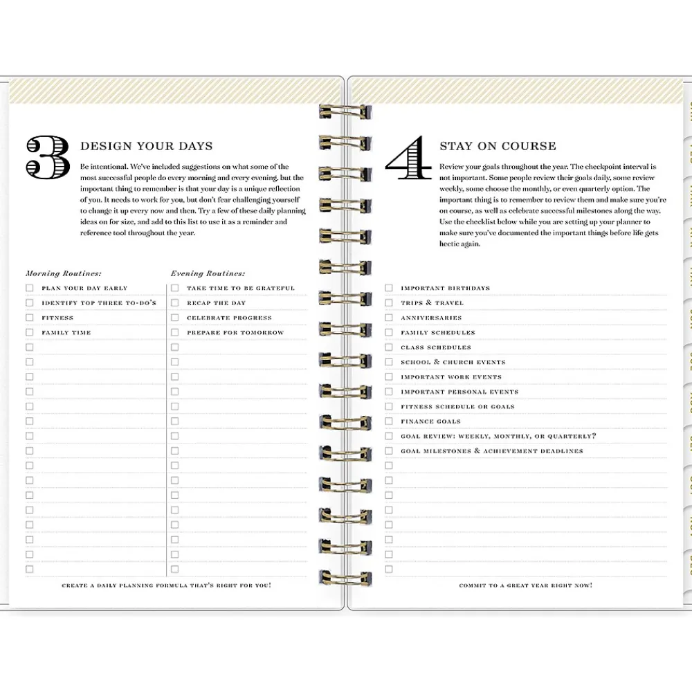 2025 Planners|Blue Sky 2025 Day Designer Rugby Stripe 5" x 8" Daily & Monthly Planner, Plastic Cover, Black/White (148121)