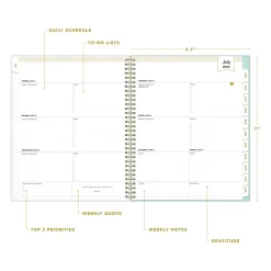 Academic Planners|Blue Sky 2024-2025 Day Designer Secret Garden Mint 8.5