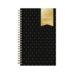 Academic Planners|Blue Sky 2024-2025 Day Designer Swiss Dot 5" x 8" Academic Weekly & Monthly Planner, Black/Gold (150137)