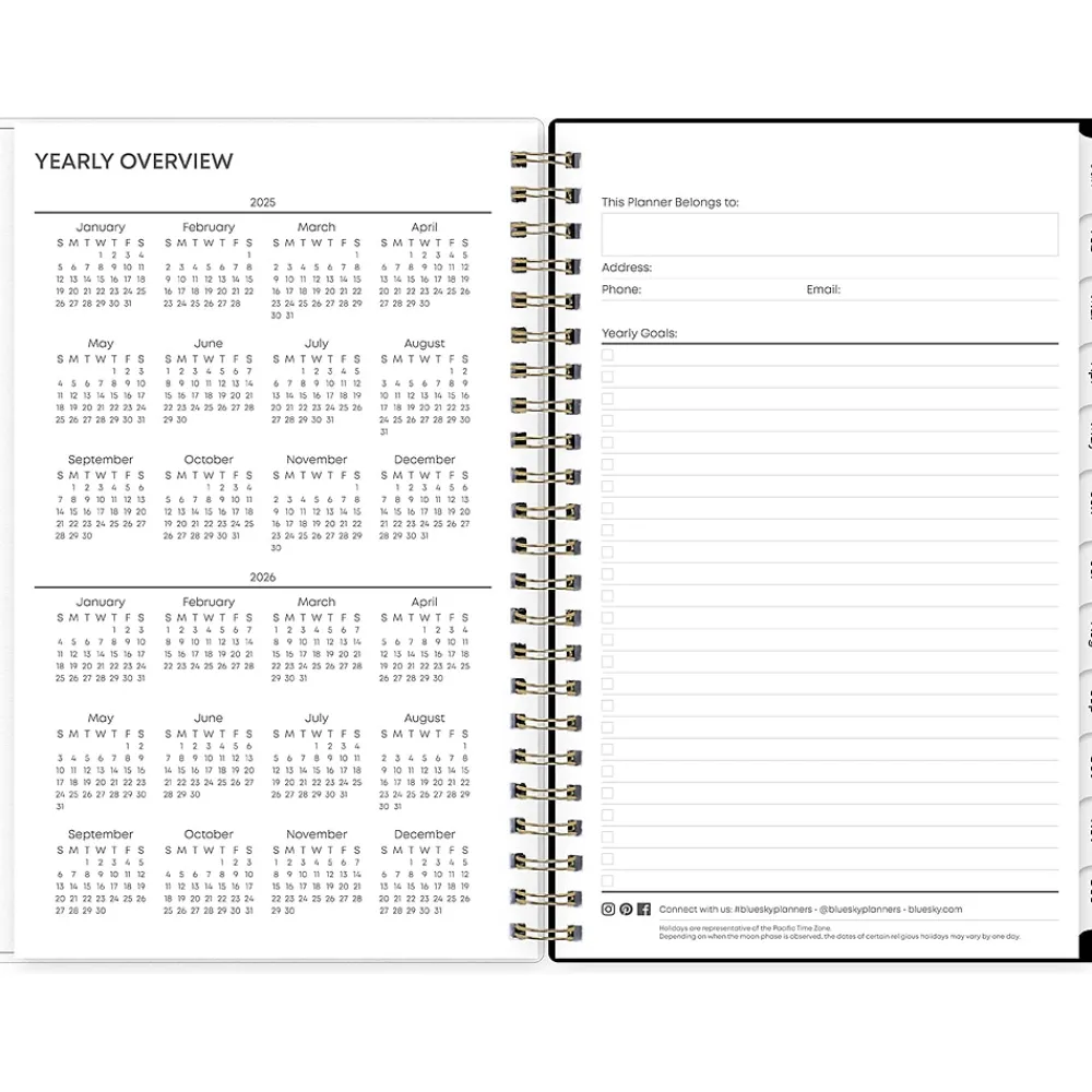 2025 Planners|Blue Sky 2025 Deelie 5" x 8" Weekly & Monthly Planner, Plastic Cover, Gray (152250)