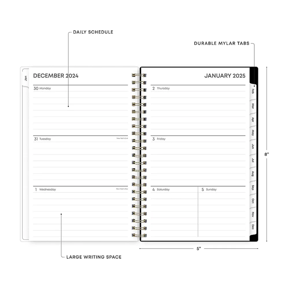 2025 Planners|Blue Sky 2025 Deelie 5" x 8" Weekly & Monthly Planner, Plastic Cover, Gray (152250)