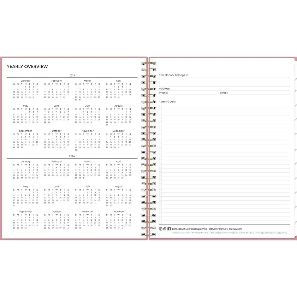 2025 Planners|Blue Sky 2025 Dusty Rose 8" x 10" Monthly Planner, Plastic Cover, Pink (148213)