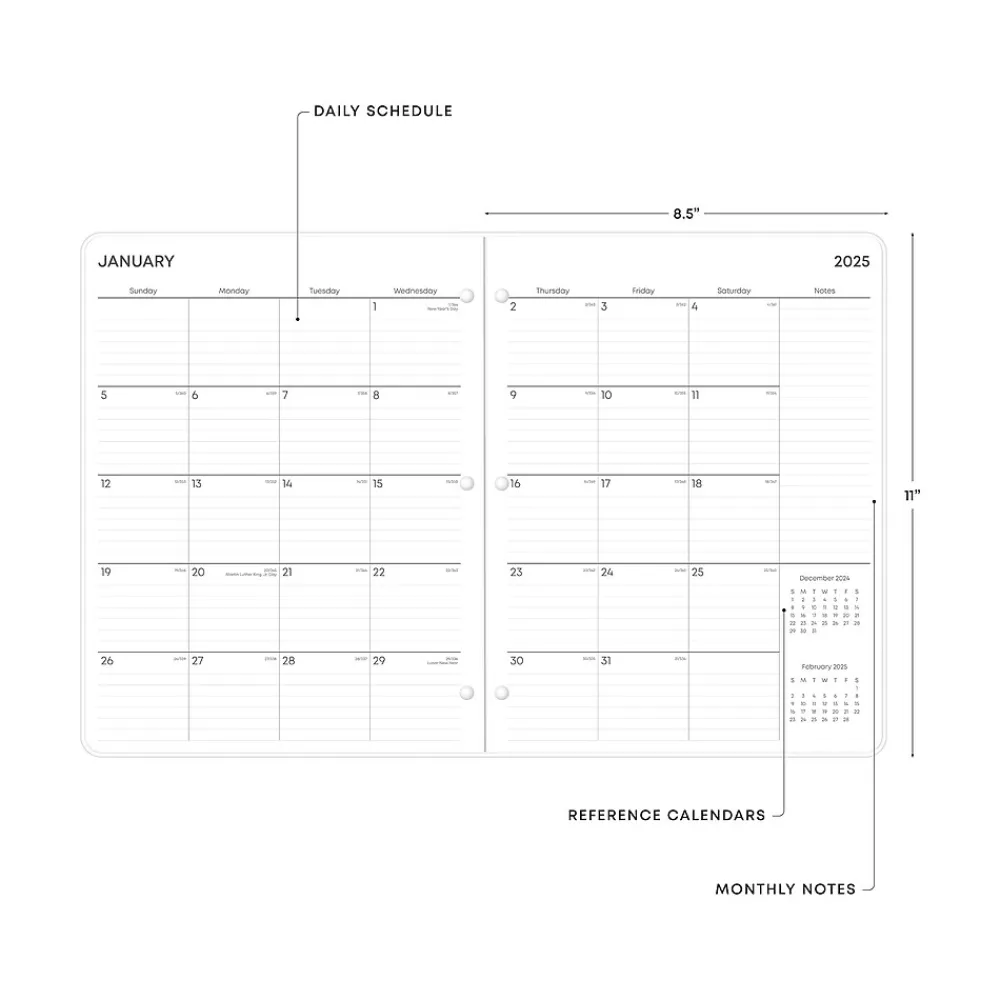 2025 Planners|Blue Sky 2025 Effine 8.5" x 11" Monthly Planner, Plastic Cover, Green (147940)