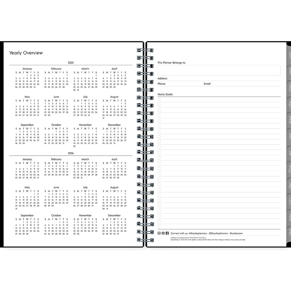 2025 Planners|Blue Sky 2025 Enterprise 5.88" x 8.63" Weekly & Monthly Planner, Plastic Cover, Black (131793-25)