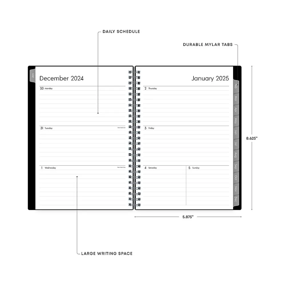 2025 Planners|Blue Sky 2025 Enterprise 5.88" x 8.63" Weekly & Monthly Planner, Plastic Cover, Black (131793-25)