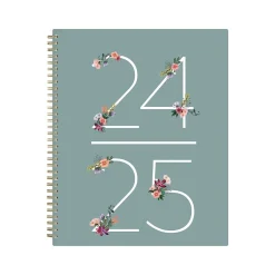 Academic Planners|Blue Sky 2024-2025 Greta 8.5" x 11" Academic Weekly & Monthly Planner, Plastic Cover, Green (136479-A25)