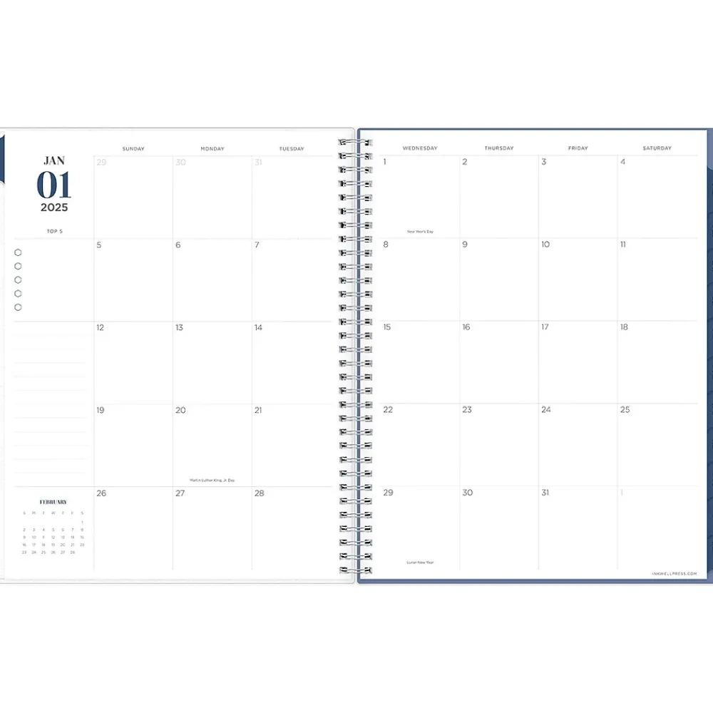2025 Planners|Blue Sky 2025 inkWELL Press Chevy Fog 8.5" x 11" Weekly & Monthly Planner, Plastic Cover, Gray/White (147980)