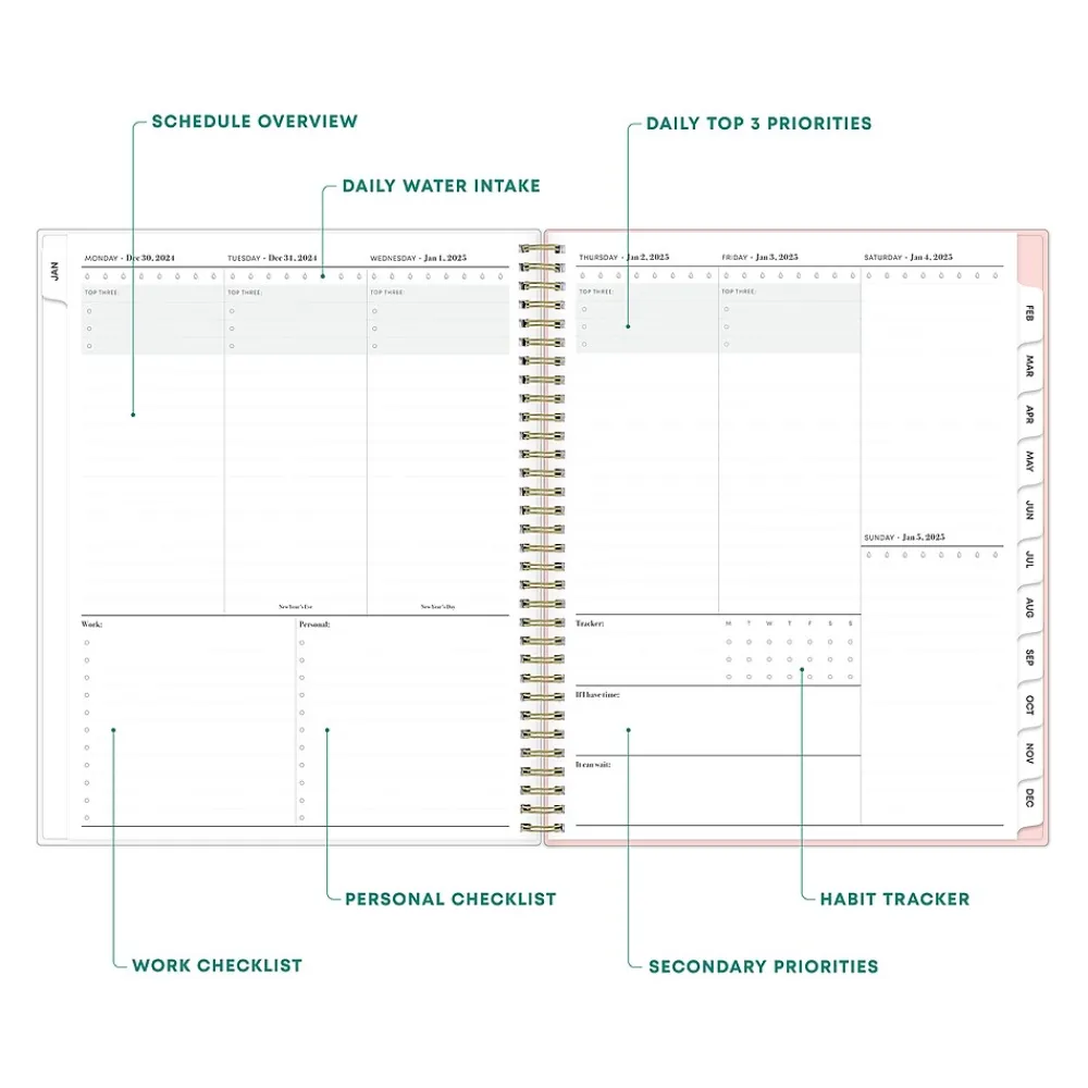 2025 Planners|Blue Sky 2025 Julissa 8.5" x 11" Weekly & Monthly Planner, Plastic Cover, Multicolor (152231)