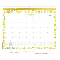 2025 Calendars|Blue Sky 2025 Kelly Ventura Mimosa 22" x 17" Monthly Desk Pad Calendar, Yellow/White (149063-25)