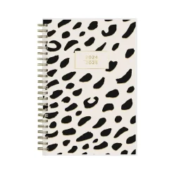 Academic Planners|Blue Sky 2024-2025 Leopard Black 5" x 8" Academic Weekly & Monthly Planner, Plastic Cover, Black/White (149047-A25)