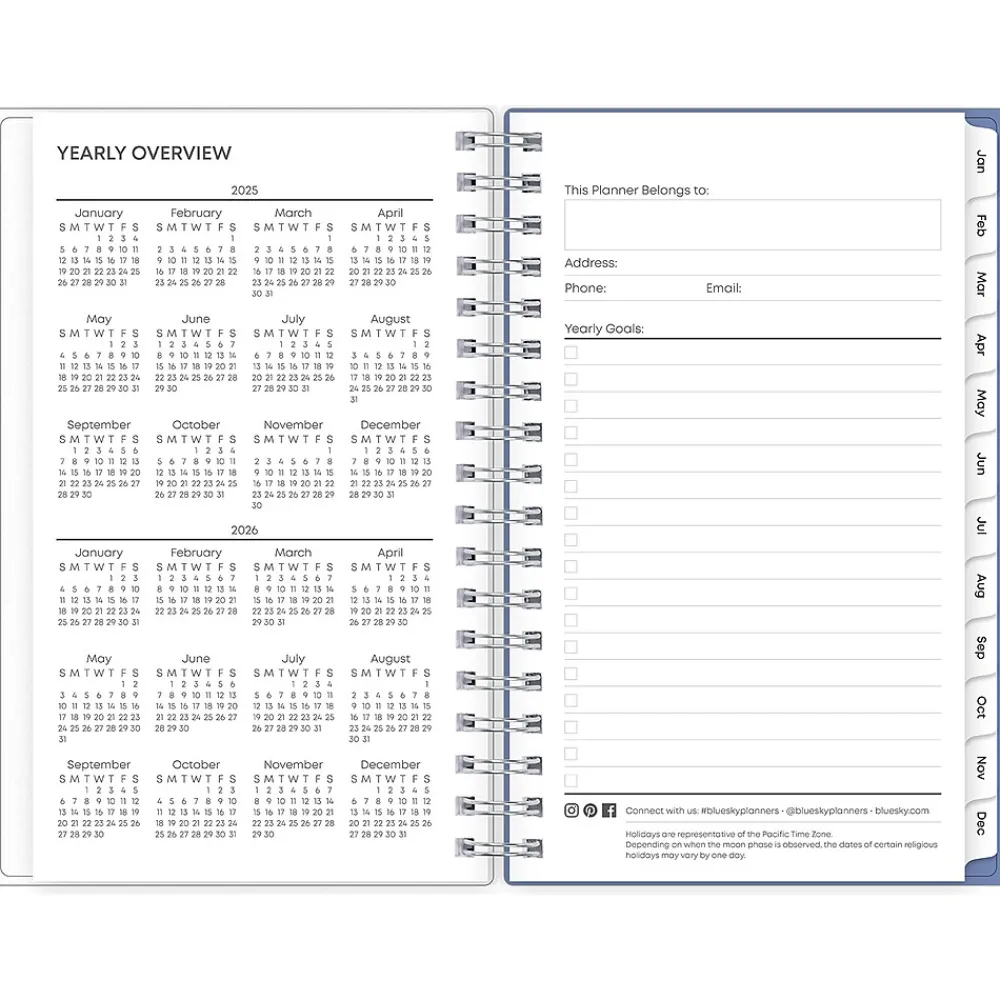 2025 Planners|Blue Sky 2025 Lindley 3.63" x 6.13" Weekly & Monthly Planner, Plastic Cover, Multicolor (148307)