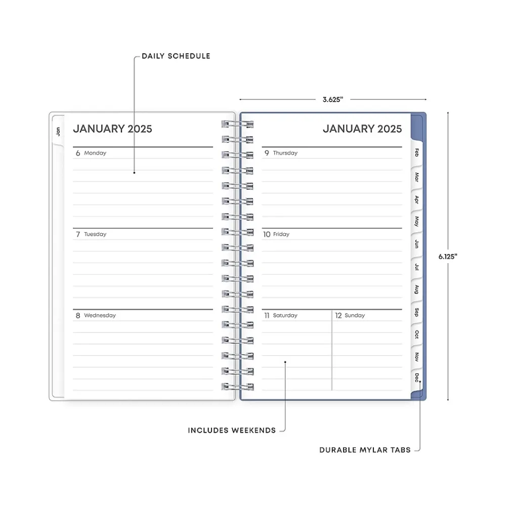 2025 Planners|Blue Sky 2025 Lindley 3.63" x 6.13" Weekly & Monthly Planner, Plastic Cover, Multicolor (148307)