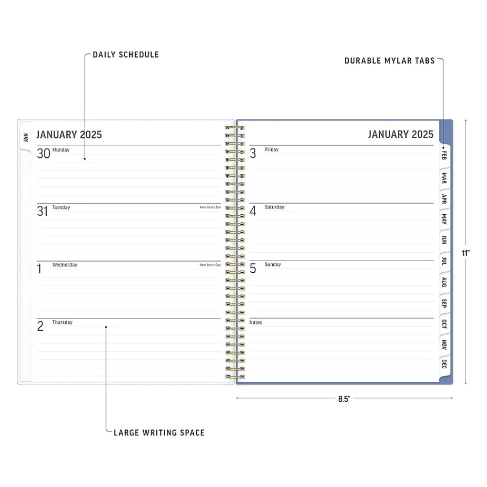 2025 Planners|Blue Sky 2025 Nalakina 8.5" x 11" Weekly & Monthly Planner, Plastic Cover, Blue/Green (149081)