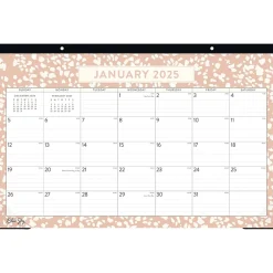 2025 Calendars|Blue Sky 2025 Natalya 17" x 11" Monthly Desk Pad Calendar, Pink/White (148771-25)