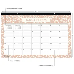 2025 Calendars|Blue Sky 2025 Natalya 17" x 11" Monthly Desk Pad Calendar, Pink/White (148771-25)