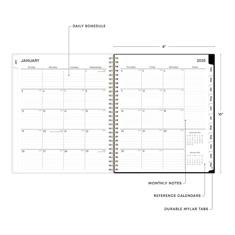2025 Planners|Blue Sky 2025 Nevaeh 8" x 10" Monthly Planner, Plastic Cover, Multicolor (143947-25)