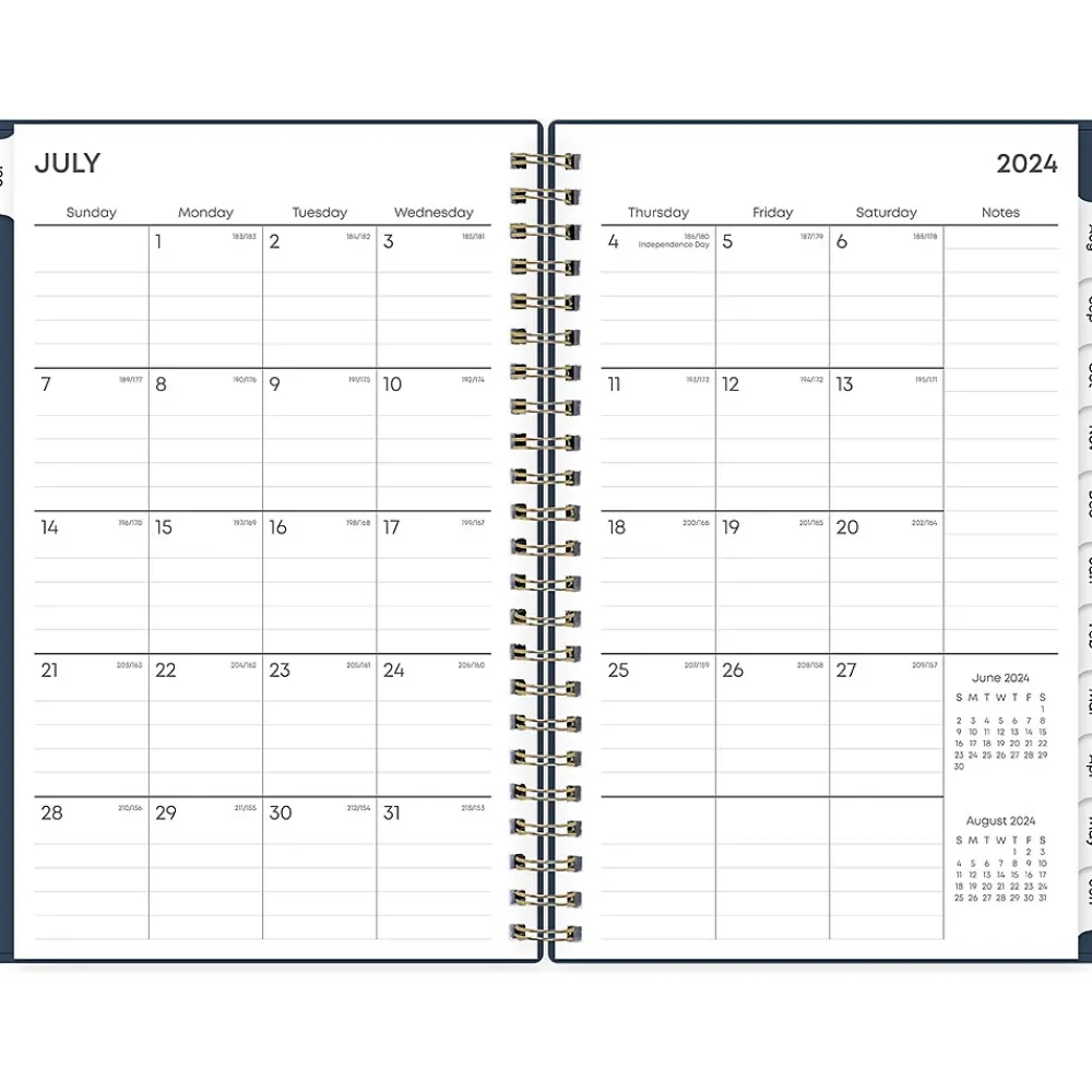 Academic Planners|Blue Sky 2024-2025 Pucker 5" x 8" Academic Weekly & Monthly Planner, Plastic Cover, Navy (146765)