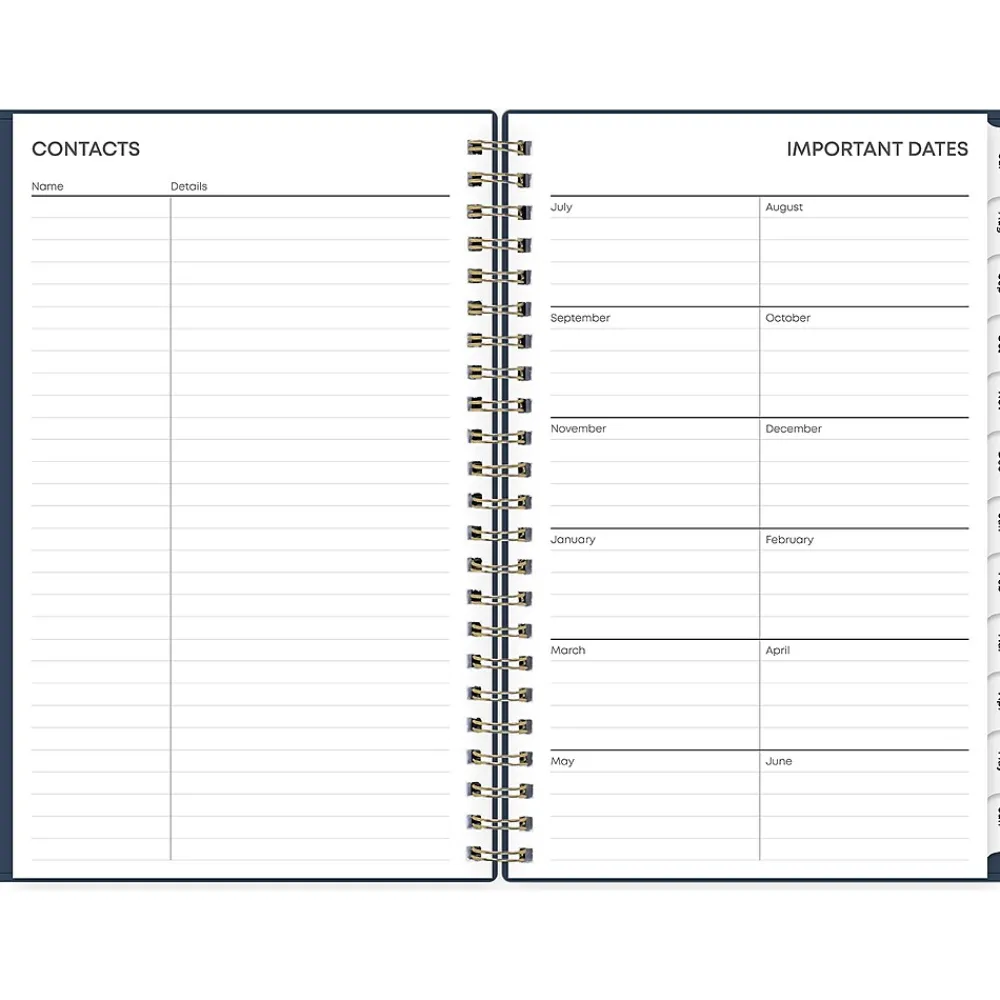 Academic Planners|Blue Sky 2024-2025 Pucker 5" x 8" Academic Weekly & Monthly Planner, Plastic Cover, Navy (146765)