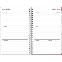 Academic Planners|Blue Sky 2024-2025 Roosevelt 5" x 8" Academic Weekly & Monthly Planner, Plastic Cover, Pink/Green (128692-A25)