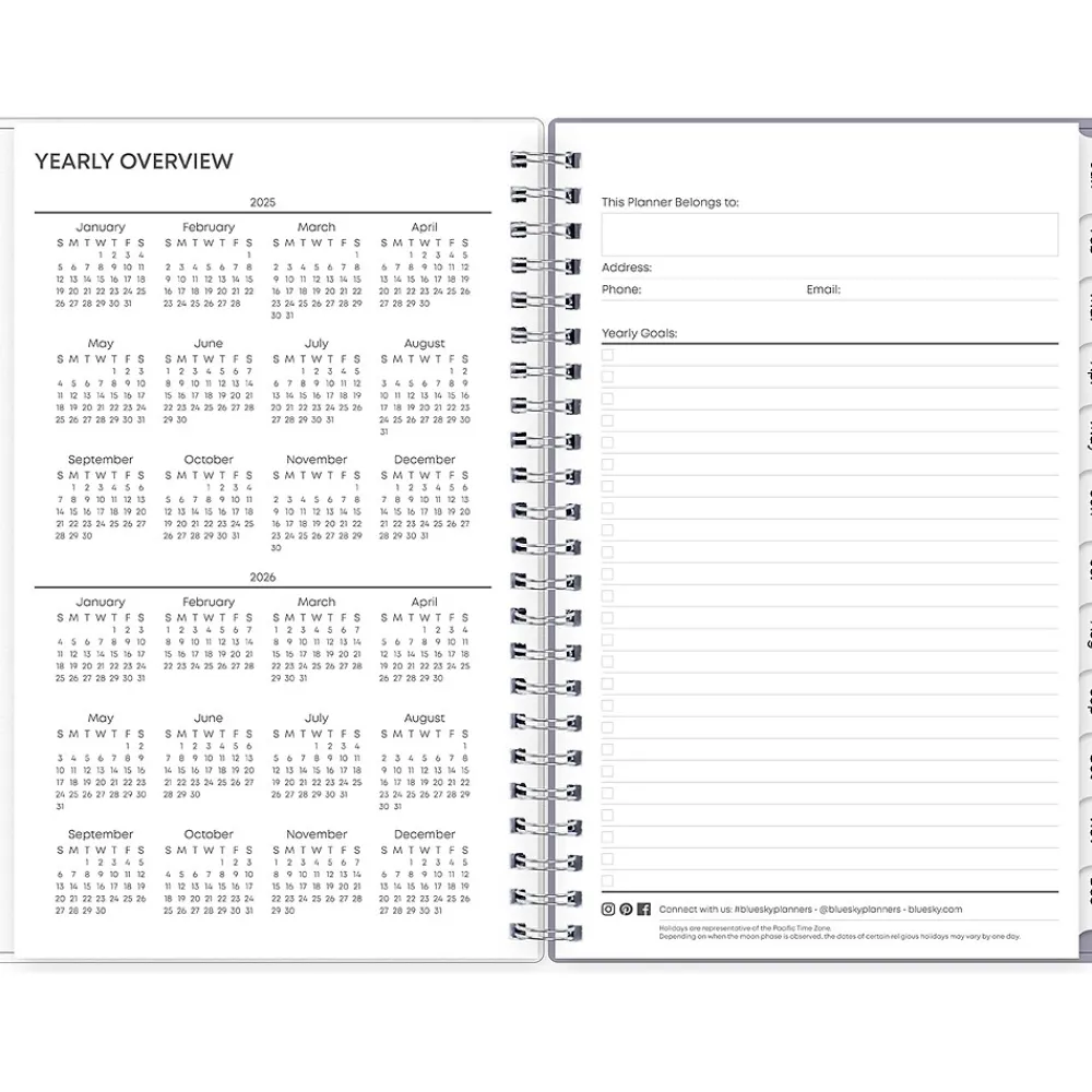 2025 Planners|Blue Sky 2025 Rue Du Flore 5" x 8" Weekly & Monthly Planner, Plastic Cover, Green/Purple (101603-25)