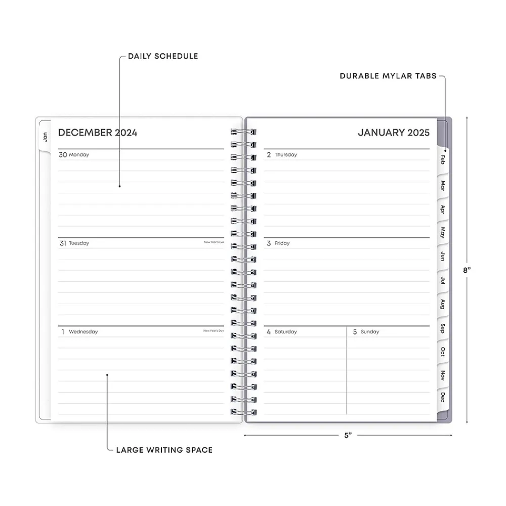 2025 Planners|Blue Sky 2025 Rue Du Flore 5" x 8" Weekly & Monthly Planner, Plastic Cover, Green/Purple (101603-25)