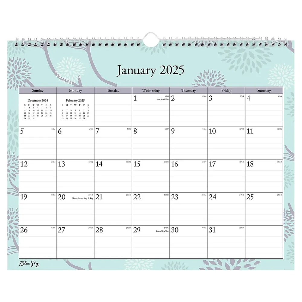 2025 Calendars|Blue Sky 2025 Rue Du Flore 15" x 12" Monthly Wall Calendar, Blue/Purple (101611-25)