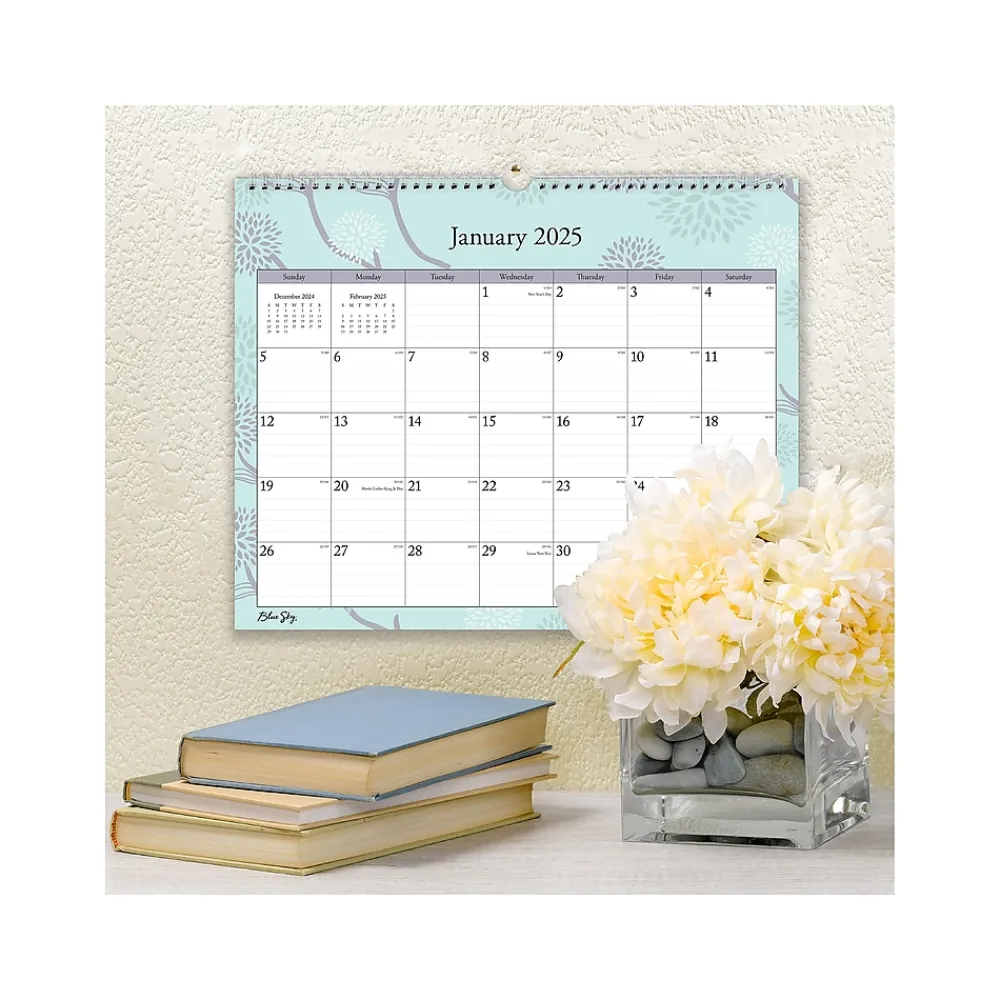 2025 Calendars|Blue Sky 2025 Rue Du Flore 15" x 12" Monthly Wall Calendar, Blue/Purple (101611-25)