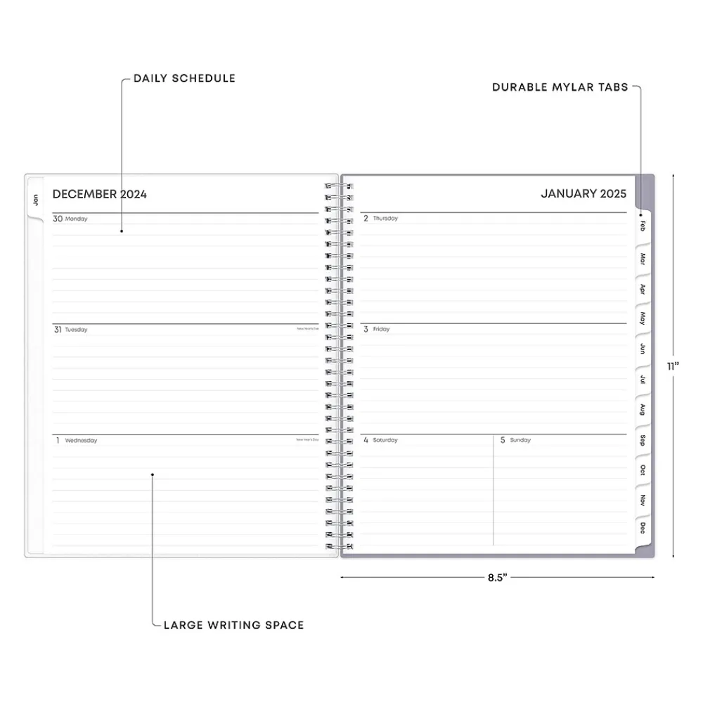 2025 Planners|Blue Sky 2025 Rue Du Flore 8.5" x 11" Weekly & Monthly Planner, Plastic Cover, Green/Gray (101602-25)
