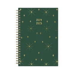 Academic Planners|Blue Sky 2024-2025 Shining Sky 5" x 8" Academic Weekly & Monthly Planner, Plastic Cover, Green/Gold (150003)