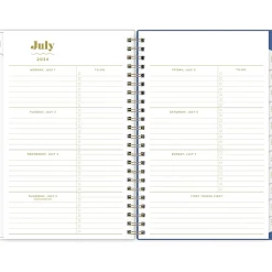 Academic Planners|Blue Sky 2024-2025 The House That Lars Built Yellow Floral 5" x 8" Academic Weekly & Monthly Planner, Plastic Cover