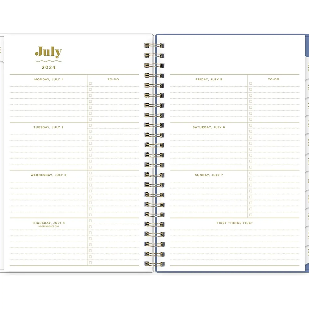 Academic Planners|Blue Sky 2024-2025 The House That Lars Built Blue Stripe 8.5" x 11" Academic Weekly & Monthly Planner, White/Blue (145921)