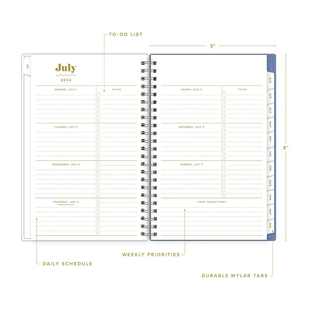 Academic Planners|Blue Sky 2024-2025 The House That Lars Built Blue Stripe 8.5" x 11" Academic Weekly & Monthly Planner, White/Blue (145921)