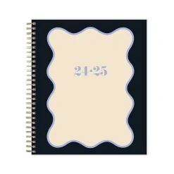 Academic Planners|Blue Sky 2024-2025 The House That Lars Built Wavy Black Frame 8" x 10" Academic Monthly Planner, Plastic Cover, Black/Beige