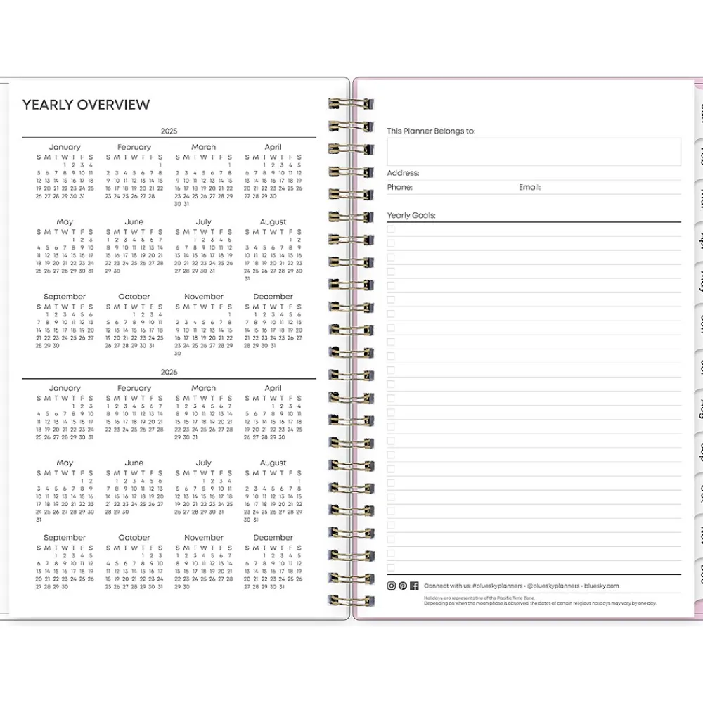 2025 Planners|Blue Sky 2025 Wednesday Stripe 5" x 8" Weekly & Monthly Planner, Plastic Cover, Purple/White (147944)