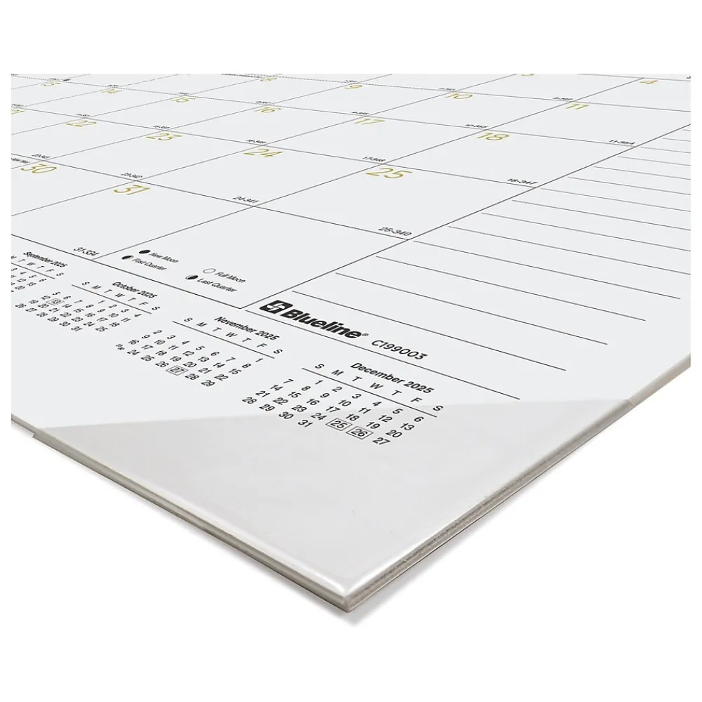 2025 Calendars|Blueline 2025 Colorful 22" x 17" Monthly Desk Pad Calendar, White/Gold (100024-25)