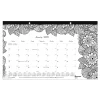 2025 Calendars|Blueline 2025 DoodlePlan Botanica 17.75" x 10.88" Monthly Coloring Desk Pad Calendar, White/Black (C2917001)