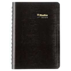 2025 Planners|Blueline 2025 Plan & Link 5" x 8" Daily Appointment Book, Faux Leather Cover, Black (C1504W.81)