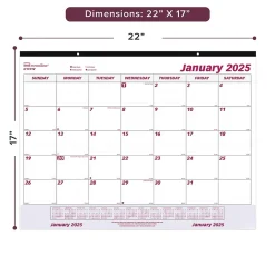 2025 Calendars|Brownline 2025 22" x 17" Monthly Desk or Wall Calendar, White/Purple (C1731V)