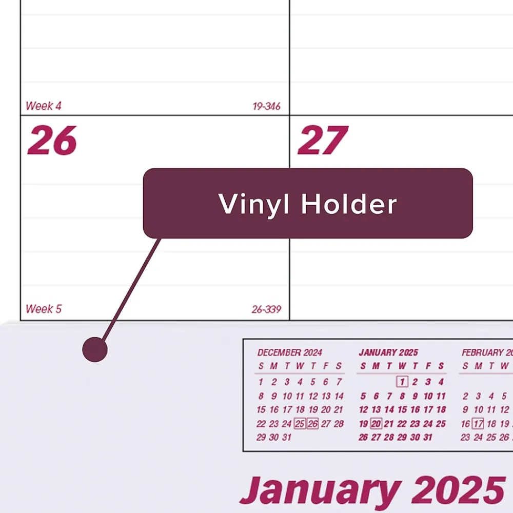 2025 Calendars|Brownline 2025 22" x 17" Monthly Desk or Wall Calendar, White/Purple (C1731V)