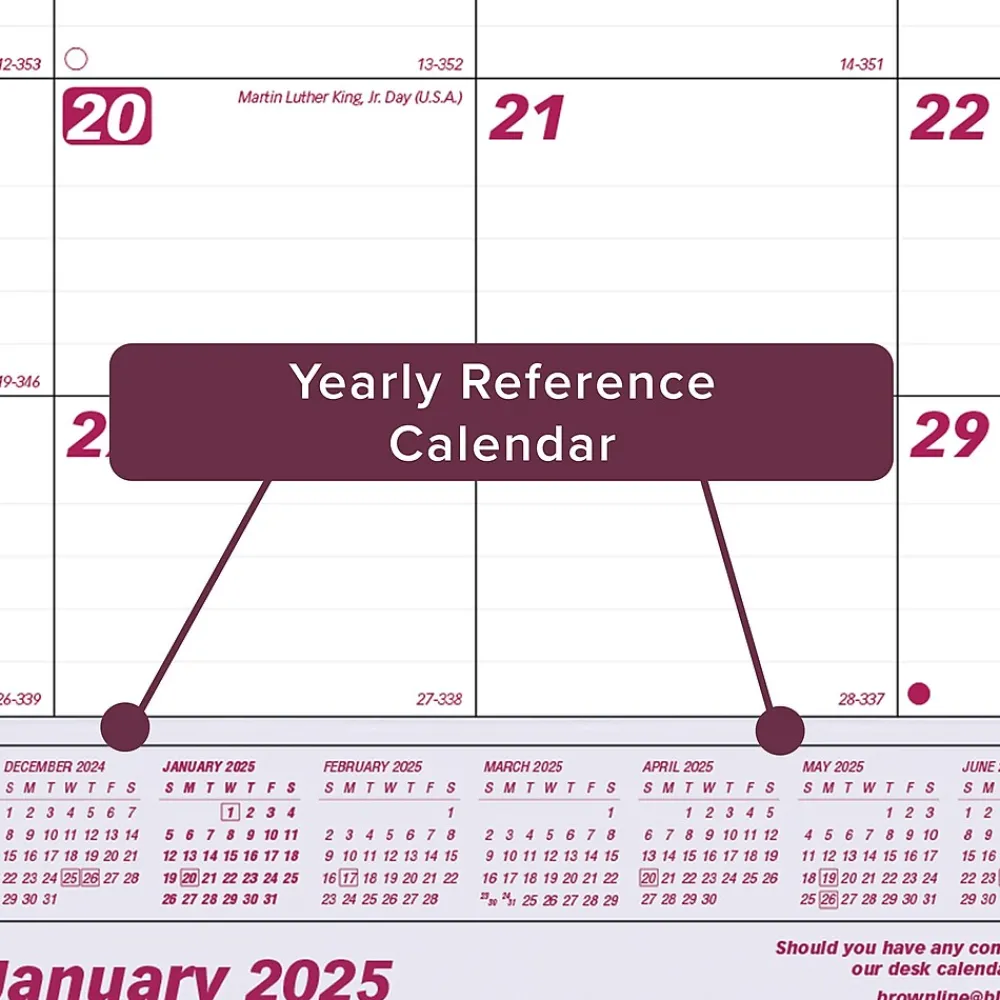 2025 Calendars|Brownline 2025 22" x 17" Monthly Desk or Wall Calendar, White/Purple (C1731V)