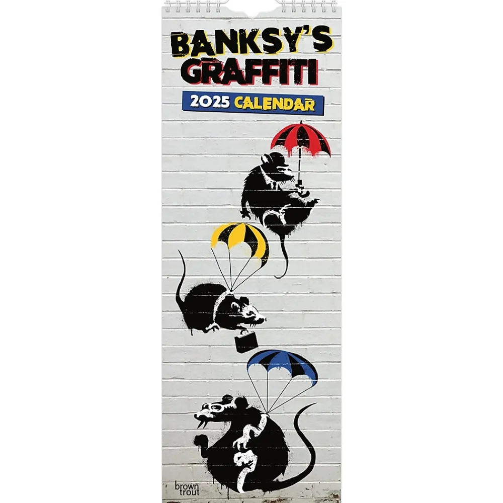 2025 Calendars|BrownTrout 2025 Banksy's Graffiti 6.75" x 16.5" Monthly Slimline Wall Calendar (9781975480677)