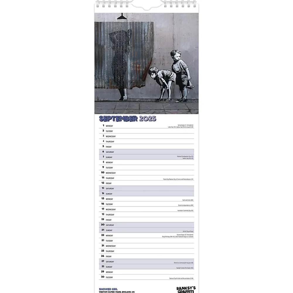 2025 Calendars|BrownTrout 2025 Banksy's Graffiti 6.75" x 16.5" Monthly Slimline Wall Calendar (9781975480677)