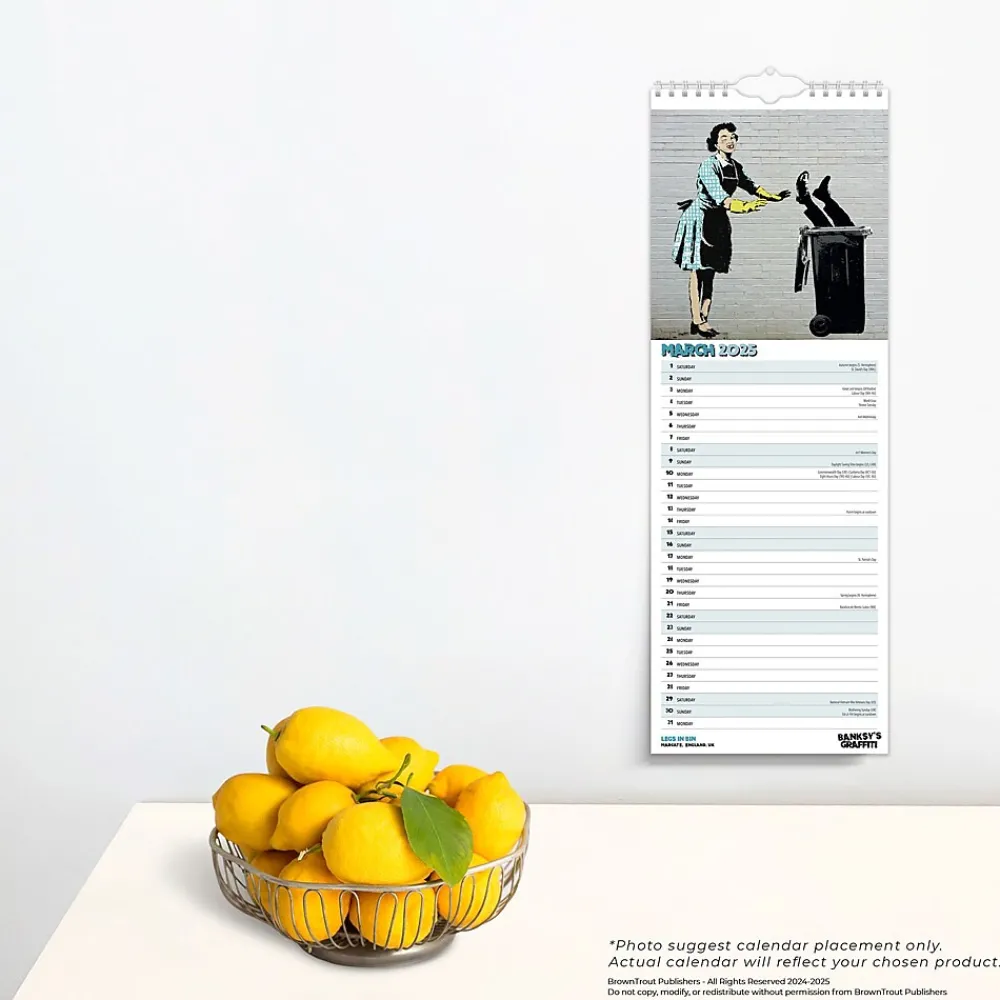 2025 Calendars|BrownTrout 2025 Banksy's Graffiti 6.75" x 16.5" Monthly Slimline Wall Calendar (9781975480677)