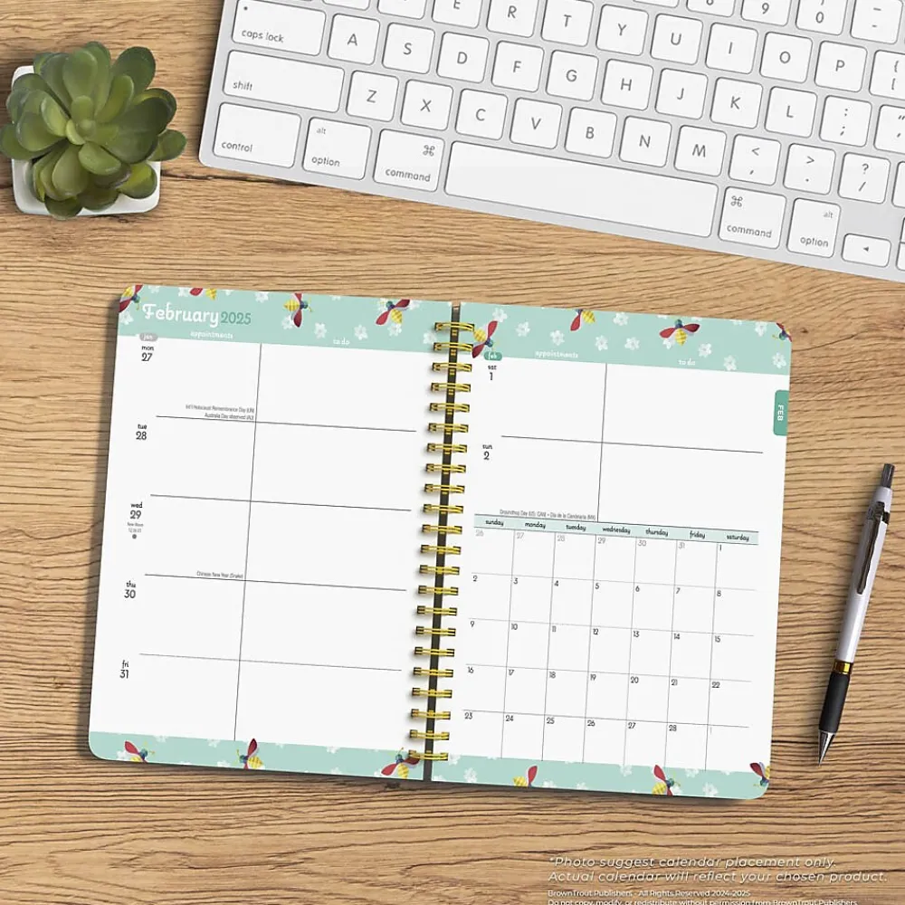 2025 Planners|BrownTrout 2025 Busy Bees 6" x 7.75" Weekly Desk Planner, Paper Cover, Multicolored (9781975478438)