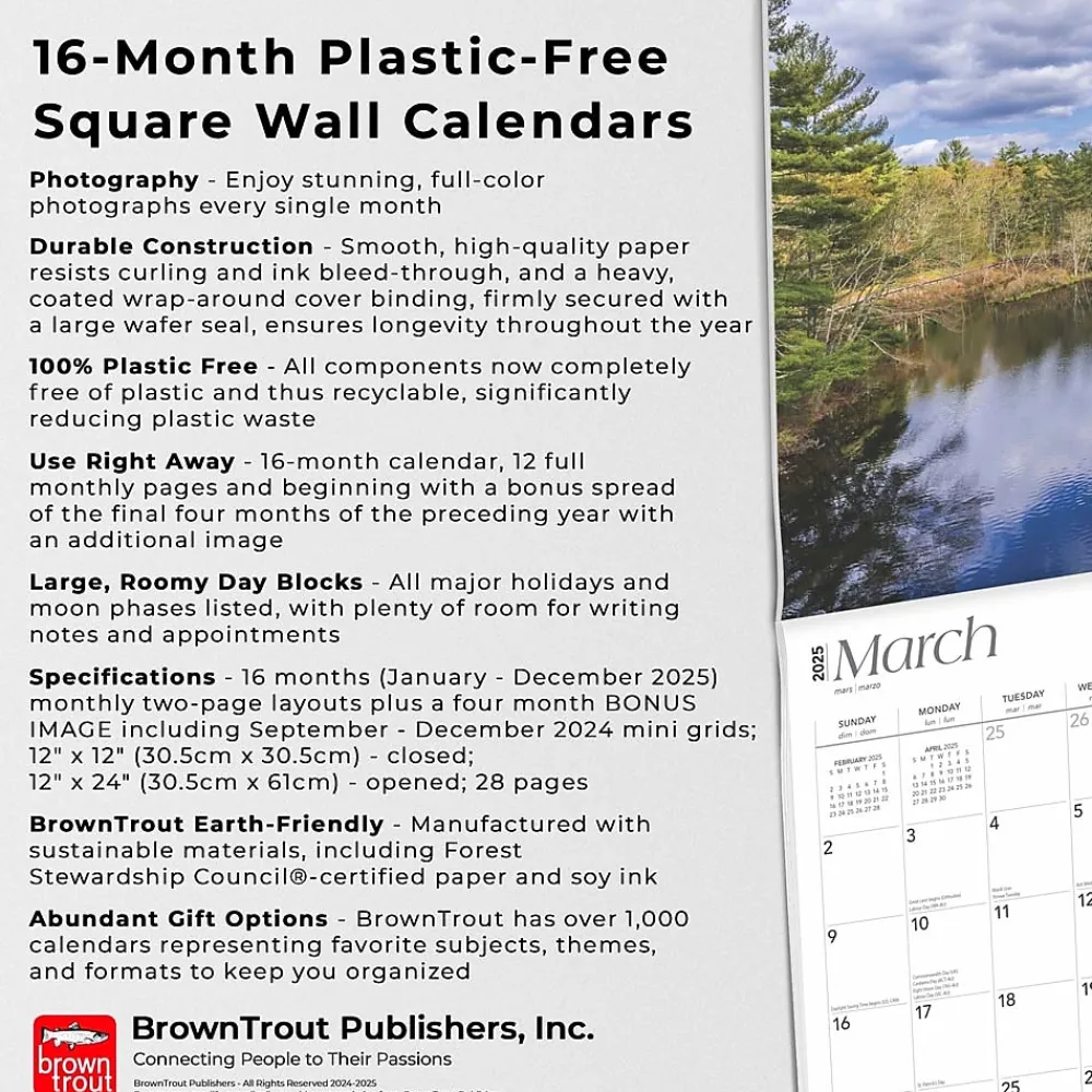 2025 Calendars|BrownTrout 2025 Connecticut Wild & Scenic 12" x 24" Monthly Square Wall Calendar (9781975474720)