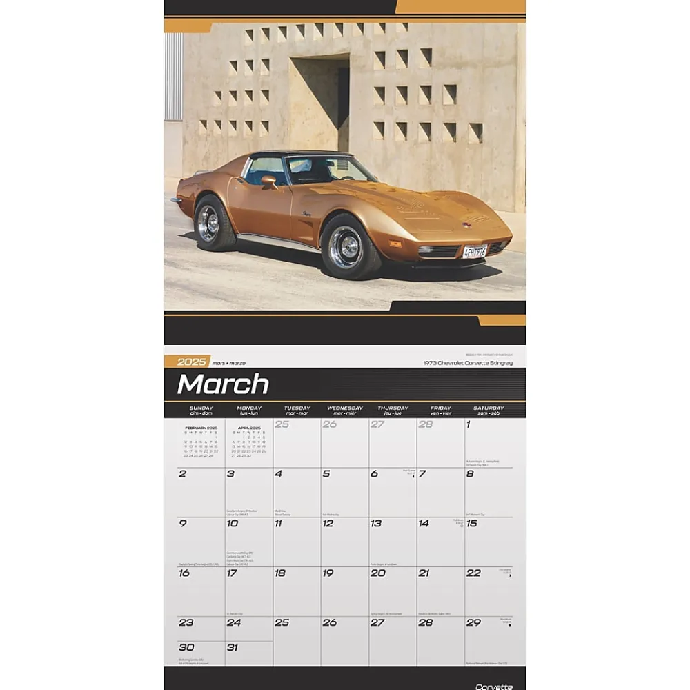 2025 Calendars|BrownTrout 2025 Corvette 12" x 12" Monthly Wall Calendar (9781975479770)