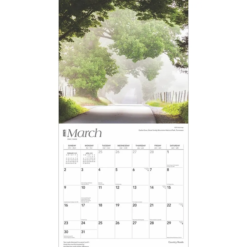 2025 Calendars|BrownTrout 2025 Country Roads 12" x 12" Monthly Wall Calendar (9781975474737)