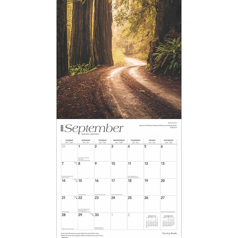 2025 Calendars|BrownTrout 2025 Country Roads 12" x 12" Monthly Wall Calendar (9781975474737)