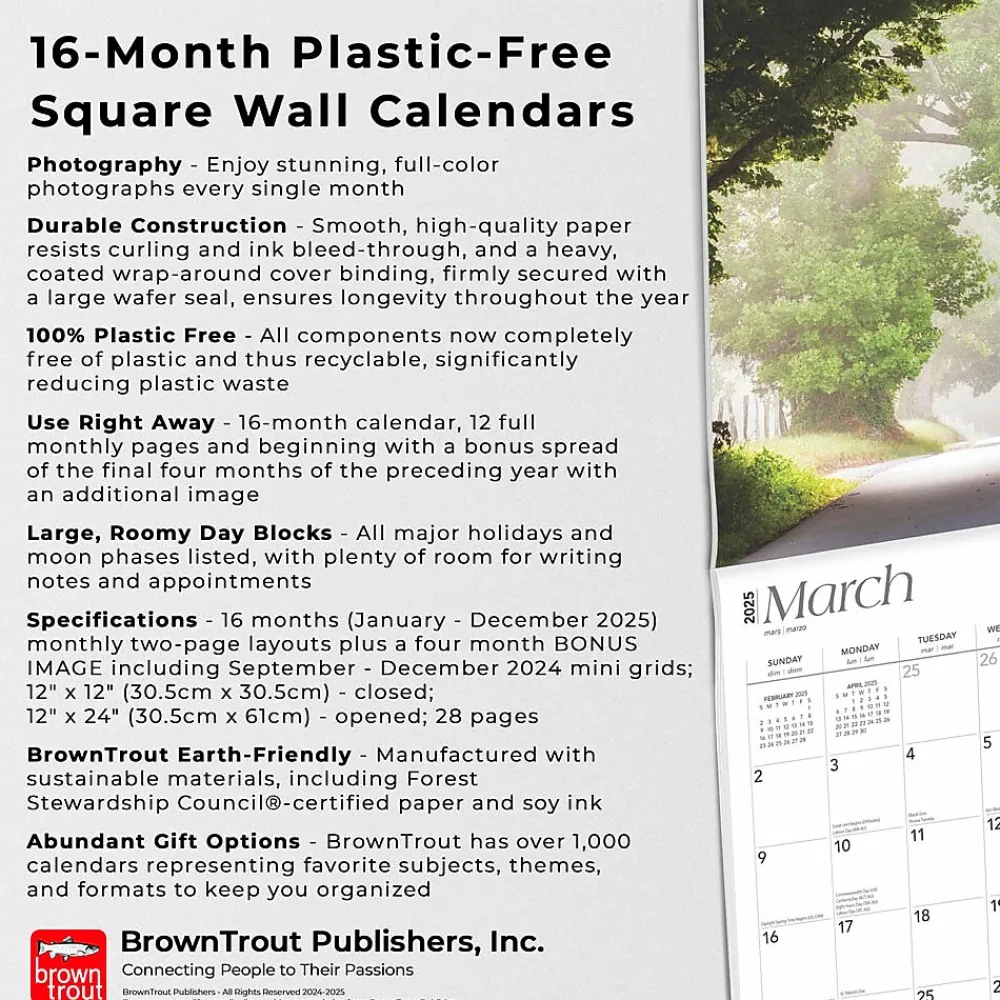 2025 Calendars|BrownTrout 2025 Country Roads 12" x 12" Monthly Wall Calendar (9781975474737)